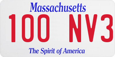 MA license plate 100NV3