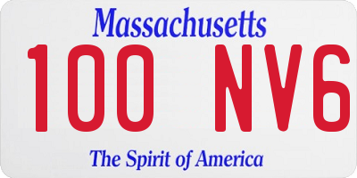 MA license plate 100NV6