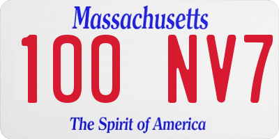 MA license plate 100NV7