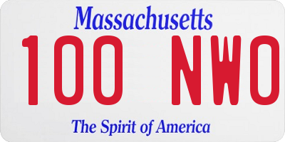 MA license plate 100NW0