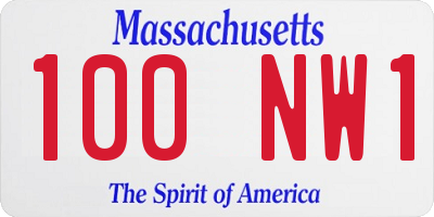 MA license plate 100NW1