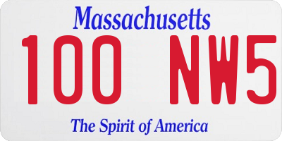 MA license plate 100NW5