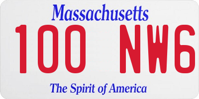 MA license plate 100NW6