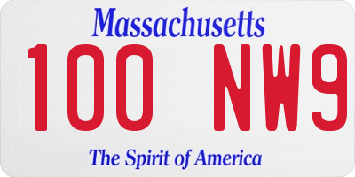 MA license plate 100NW9