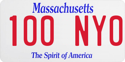 MA license plate 100NY0