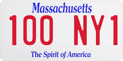 MA license plate 100NY1