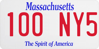 MA license plate 100NY5