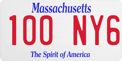 MA license plate 100NY6