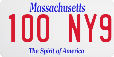 MA license plate 100NY9