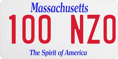 MA license plate 100NZ0