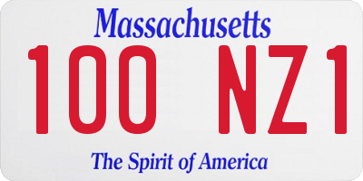 MA license plate 100NZ1