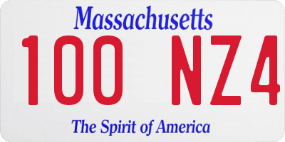 MA license plate 100NZ4