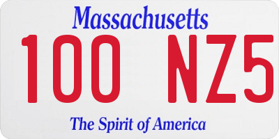 MA license plate 100NZ5