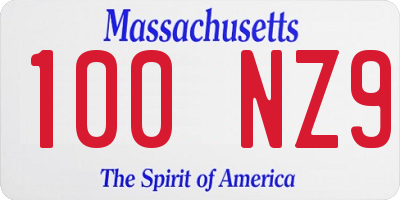 MA license plate 100NZ9