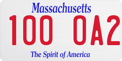 MA license plate 100OA2