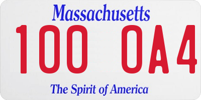 MA license plate 100OA4