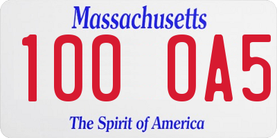 MA license plate 100OA5