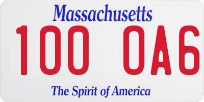 MA license plate 100OA6