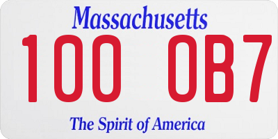 MA license plate 100OB7