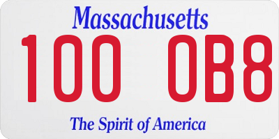 MA license plate 100OB8