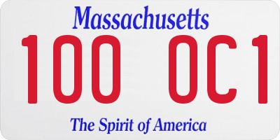 MA license plate 100OC1