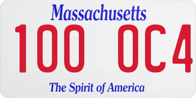 MA license plate 100OC4