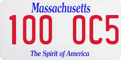 MA license plate 100OC5