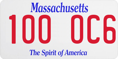 MA license plate 100OC6