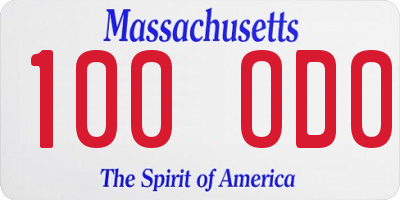 MA license plate 100OD0