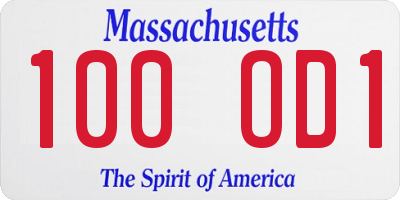 MA license plate 100OD1