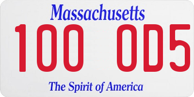 MA license plate 100OD5