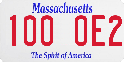 MA license plate 100OE2