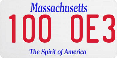 MA license plate 100OE3