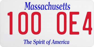 MA license plate 100OE4