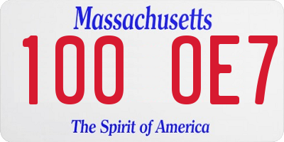 MA license plate 100OE7