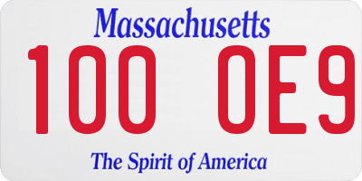 MA license plate 100OE9