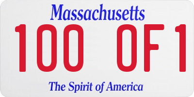 MA license plate 100OF1