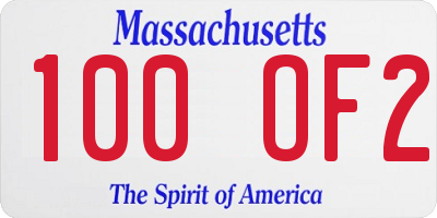 MA license plate 100OF2