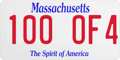 MA license plate 100OF4