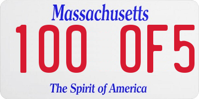 MA license plate 100OF5