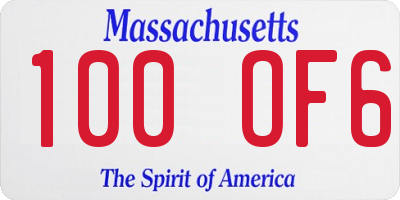 MA license plate 100OF6