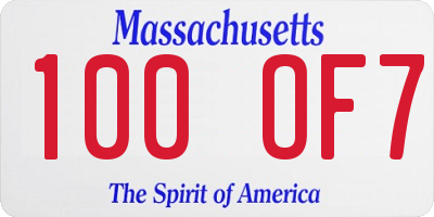 MA license plate 100OF7