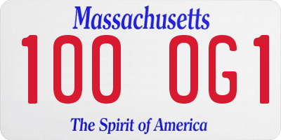 MA license plate 100OG1