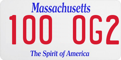 MA license plate 100OG2