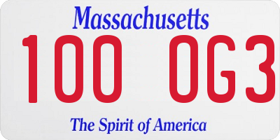 MA license plate 100OG3
