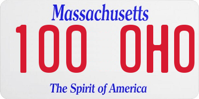 MA license plate 100OH0