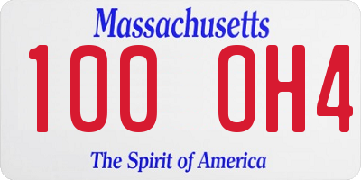 MA license plate 100OH4