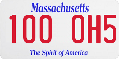 MA license plate 100OH5