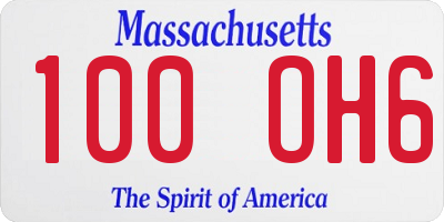 MA license plate 100OH6