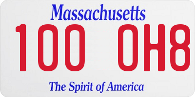 MA license plate 100OH8